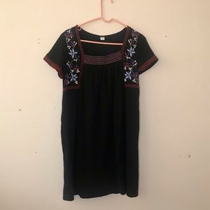 Black square neck, embroidered dress from Old Navy